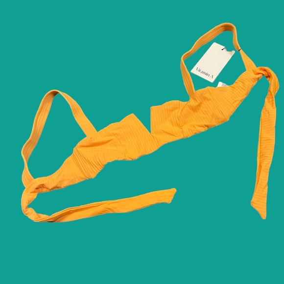 NWT Vitamin A Kaya tie strap bikini top in yellow. Size Small/6. 🏖️👙☀️ - Picture 3 of 7